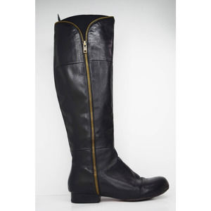 MIZ MOOZ 'leigh' leather riding boots moto knee high black size 6.5 women's